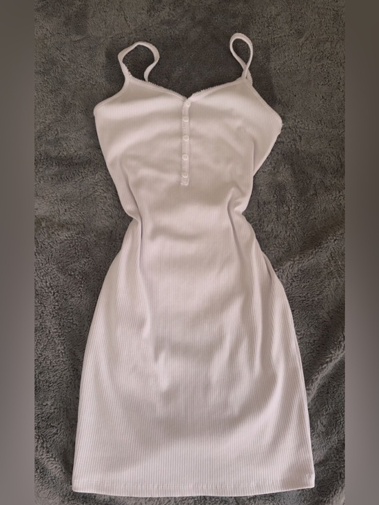 Dresses & Skirts - Women’s White Ribbed Button-Front Slip Dress